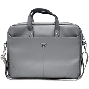 Torba na laptopa GUESS Saffiano Triangle Logo 16 cali Srebrny - Torby na laptopy - miniaturka - grafika 1