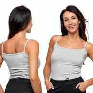 Koszulki i topy damskie - PODKOSZULEK DAMSKI Szary Top Cienkie Ramiączka r. S - miniaturka - grafika 1