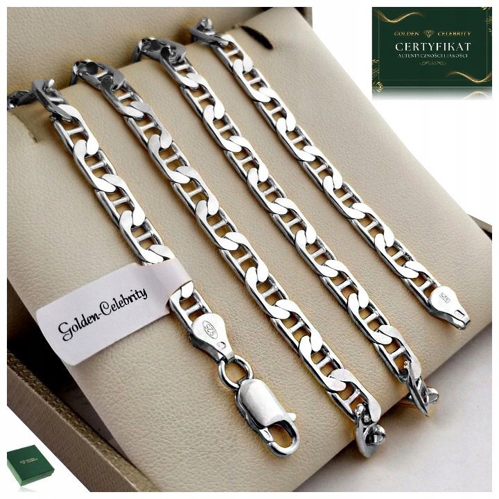 SREBRNY ŁAŃCUSZEK MĘSKI SPLOT GUCCI 50cm/6mm PRÓBA 925 DIAMENTOWANY, PEŁNY