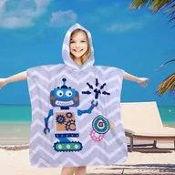 Okrycia kąpielowe dla dzieci - Poncho dziecięce plażowe 60x60 niebieski robot - miniaturka - grafika 1