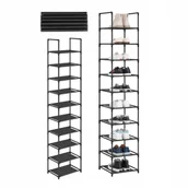 Szafki na buty - Modułowa szafka na buty Wąska Wysoka stojak regał 173cm 10 poziomów Czarna - miniaturka - grafika 1