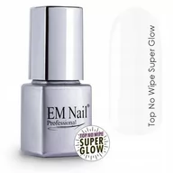 Utwardzacze do paznokci - EM Nail, Lakier hybrydowy Top No Wipe Super Glow, 6 ml - miniaturka - grafika 1