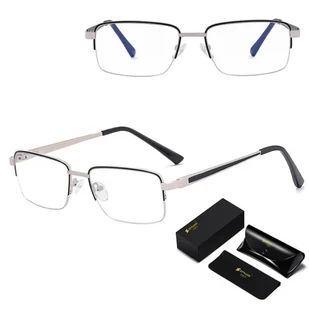 Metalowe półramkowe okulary zerówki z filtrem Blue Light do komputera 25147C czarny/srebrny - Okulary korekcyjne, oprawki, szkła - miniaturka - grafika 1