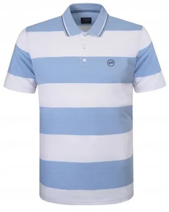 POLO Koszulka Męska BŁĘKIT w Paski Bawełniana ACTI Elegancka XL Pako Jeans - Koszulki męskie - miniaturka - grafika 1