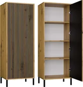 Witryny - Witryna KAMARO 1DD SLIM DĄB ARTISAN Lamele Front Ryflowany - miniaturka - grafika 1