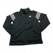 Bluzy dla dziewczynek - Adidas bluza dziecięca M 10/12 lat czarna z zamkiem i paskami - miniaturka - grafika 1