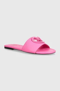 Love Moschino klapki skórzane damskie kolor różowy JA28431G0IIAX604 - Klapki i japonki damskie - miniaturka - grafika 1