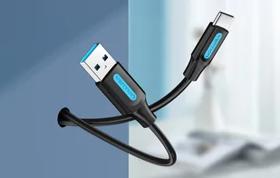 Kabel USB 3.0 A do USB-C Vention COZBG 3A 1,5m czarny PVC - Kable - miniaturka - grafika 2