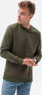 Bluzy męskie - Ombre Bluza męska z kieszenią zapinaną na zamek - ciemnooliwkowa B1349 S - miniaturka - grafika 1