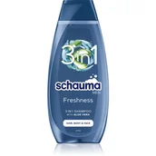 Szampony dla mężczyzn - Schauma Szampon dla mężczyzn 3w1Sea Mineral s + Aloe Vera Hair Face Body Shampoo) Objętość 400 ml) - miniaturka - grafika 1
