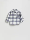Bluzki dla niemowląt - Reserved - Bawełniana koszula w kratę - jasnoszary - miniaturka - grafika 1