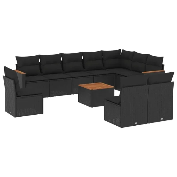 Modułowy zestaw wypoczynkowy z rattanem PE, czarny, wymiary: 62x62x69 cm,