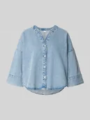 Bluzki damskie - Bluzka jeansowa o luźnym kroju z mieszanki bawełny i wiskozy model ‘VALERIA’ - miniaturka - grafika 1