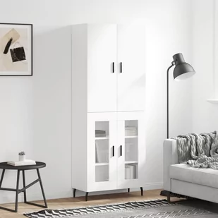 vidaXL Witrynka biała połysk 69,5x34x180 cm materiał drewnopochodny - Witryny - miniaturka - grafika 1