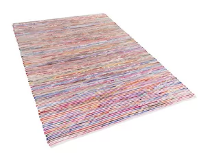 Beliani Dywan - wielokolorowo-biały - 140x200 cm - bawełna - handmade - BARTIN kolorowy - Dywany - miniaturka - grafika 1