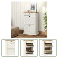 Szafki na buty - The Living Store Szafka na buty VIGO 60x35x96 cm biała lite drewno sosnowe - miniaturka - grafika 1