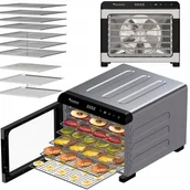 Suszarki do grzybów, owoców i warzyw - Suszarka spożywcza Pro TurboTronic do grzybów dehydrator temp. 35°c-75°c 7 poziomów timer nierdzewka 675W Srebrna - miniaturka - grafika 1
