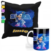 Gadżety dla niej i dla niego - ZESTAW KUBEK + POSZEWKA Z NADRUKIEM-DLA FANA PREZENT SONIC BŁYSKAWICA+IMIĘ - miniaturka - grafika 1