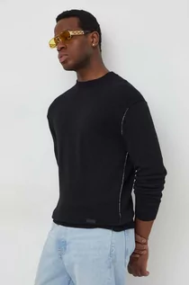 Swetry męskie - Calvin Klein sweter z domieszką wełny męski kolor czarny lekki - grafika 1