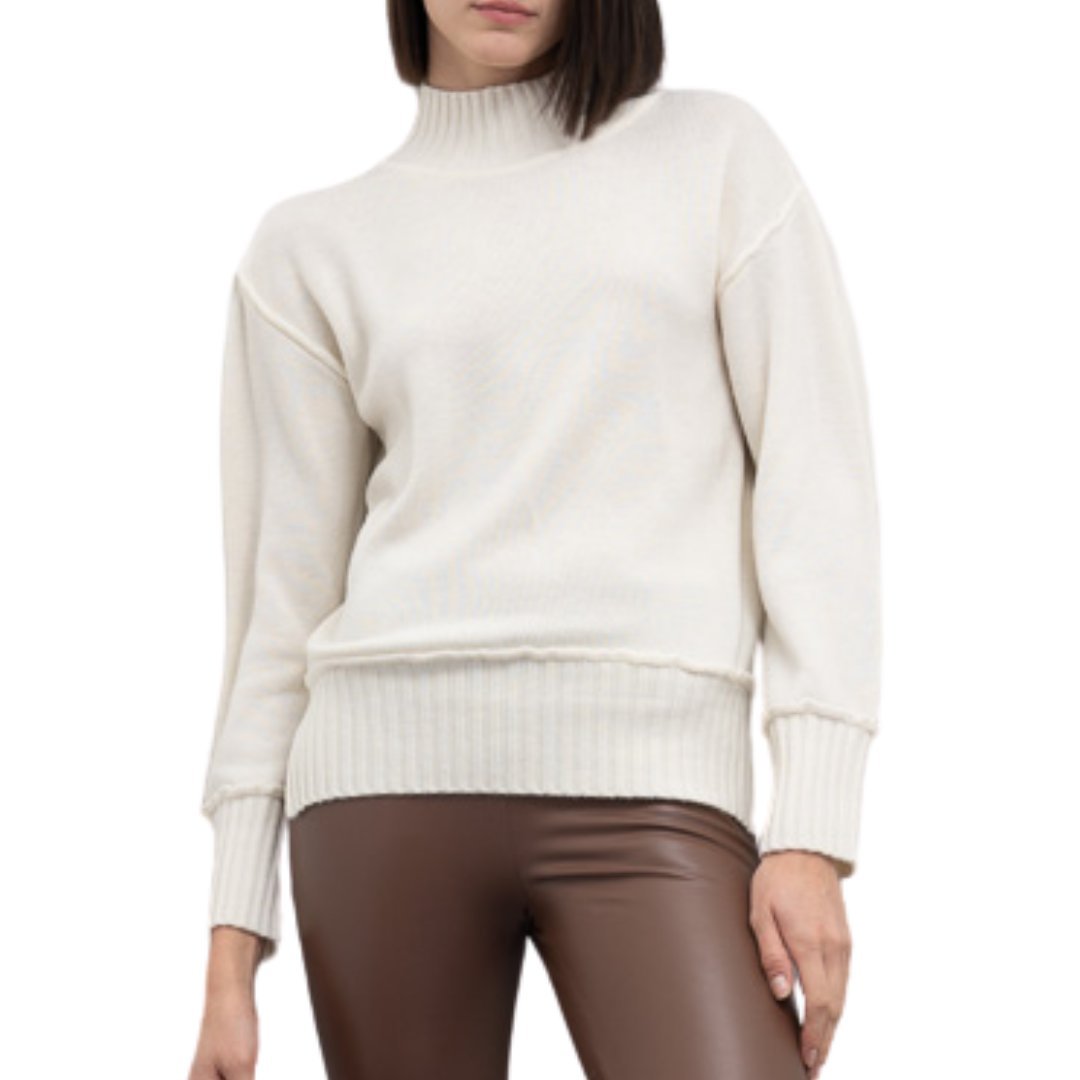 Goa Goa sweter dolcevita 100% wełna modello Chile colore biały naturalny vestibilità oversize