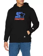 Bluzy męskie - STARTER BLACK LABEL Męska bluza z kapturem Two Color Logo Hoody z nadrukiem z przodu, naszywka z tkaniny i haft na rękawie, 2 kolory, rozmiar S do XXL, czarny, L - miniaturka - grafika 1
