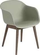 Fotele i krzesła ogrodowe - Fotel Fiber szarozielony na ciemnych drewnianych nogach - miniaturka - grafika 1