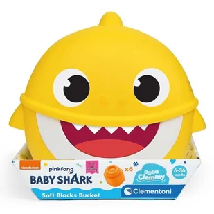Clementoni Wiaderko Clemmy z klockami Baby Shark GXP-767251 - Klocki - miniaturka - grafika 1