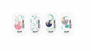 MILAN Gumka szkolna do mazania leniwce, mix wzorów - Gumki biurowe - miniaturka - grafika 1