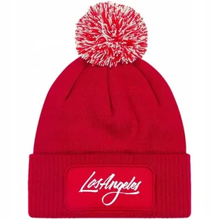 Czapka Czerwona z Pomponem LOS ANGELES Zimowa Na Prezent Wzory - Czapki damskie - miniaturka - grafika 1
