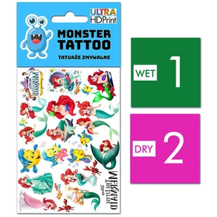 TATUAŻE ZMYWALNE DLA DZIECI MAŁA SYRENKA ARIELKA WZORY ORYGINALNE - Zabawki kreatywne - miniaturka - grafika 1