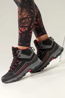 Buty trekkingowe damskie - Czarne buty trekkingowe damskie z czerwonymi dodatkami sznurowane softshell Casu Y7994-6 - miniaturka - grafika 1