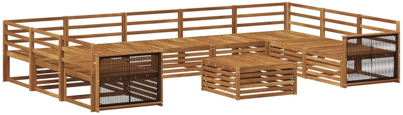 vidaXL Zestaw sof na zewnątrz 10 pcs naturalny Lite Drewno Akacji