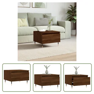 The Living Store stolik kawowy brązowy dąb 50x46x35 cm materiał drewnopochodny - Ławy i stoliki kawowe - miniaturka - grafika 1