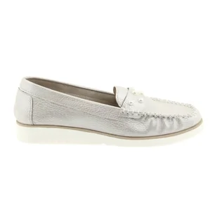 Sergio Leone Damskie mokasyny zdobione perłami kolor perlisty beż białe - Mokasyny damskie - miniaturka - grafika 1