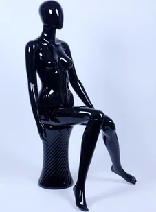 Manekin FA-6B Siedząca piękna kobieta abstrakcyjna czarny błyszczący lakierowany manekin - Manekiny wystawowe - miniaturka - grafika 1