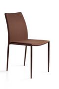 Krzesła - Unique Krzesło DESIGN brązowe na metalowych nogach materiałowe DES-PVC-3 - miniaturka - grafika 1