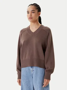 Tommy Hilfiger Sweter WW0WW45700 Brązowy Regular Fit - Swetry damskie - miniaturka - grafika 1