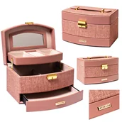 Pudełka i szkatułki - Peterson Szkatułka Na Biżuterię Rozkładana Pojemna Eleganckie Pudełko - miniaturka - grafika 1