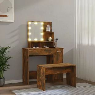 Lumarko Zestaw z toaletką i oświetleniem LED, przydymiony dąb - Toaletki - miniaturka - grafika 4