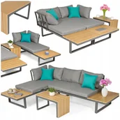 Meble ogrodowe - MEBLE OGRODOWE ZESTAW NAROŻNIK MODUŁOWY ALUMINIOWY OGRODOWY SZARY NA TARAS - miniaturka - grafika 1