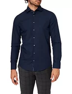 Koszule męskie - Seidensticker Męska koszula z długim rękawem o kroju slim fit, granatowy, 42 - miniaturka - grafika 1