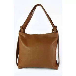 Duży Skórzany Worek Na Ramię, Plecak Xxl Vera Pelle Pojemny Camel Wx754C - Torebki damskie - miniaturka - grafika 1