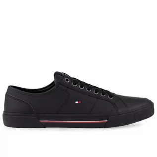 Buty sportowe męskie - Buty Tommy Hilfiger Core Corporate Vulc FM0FM04561-BDS - czarne - grafika 1