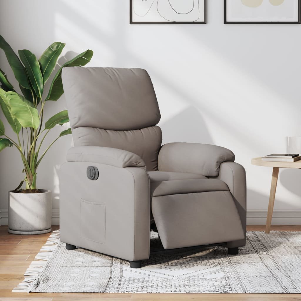 vidaXL vidaXL Elektryczny fotel rozkładany, kolor taupe, obity tkaniną