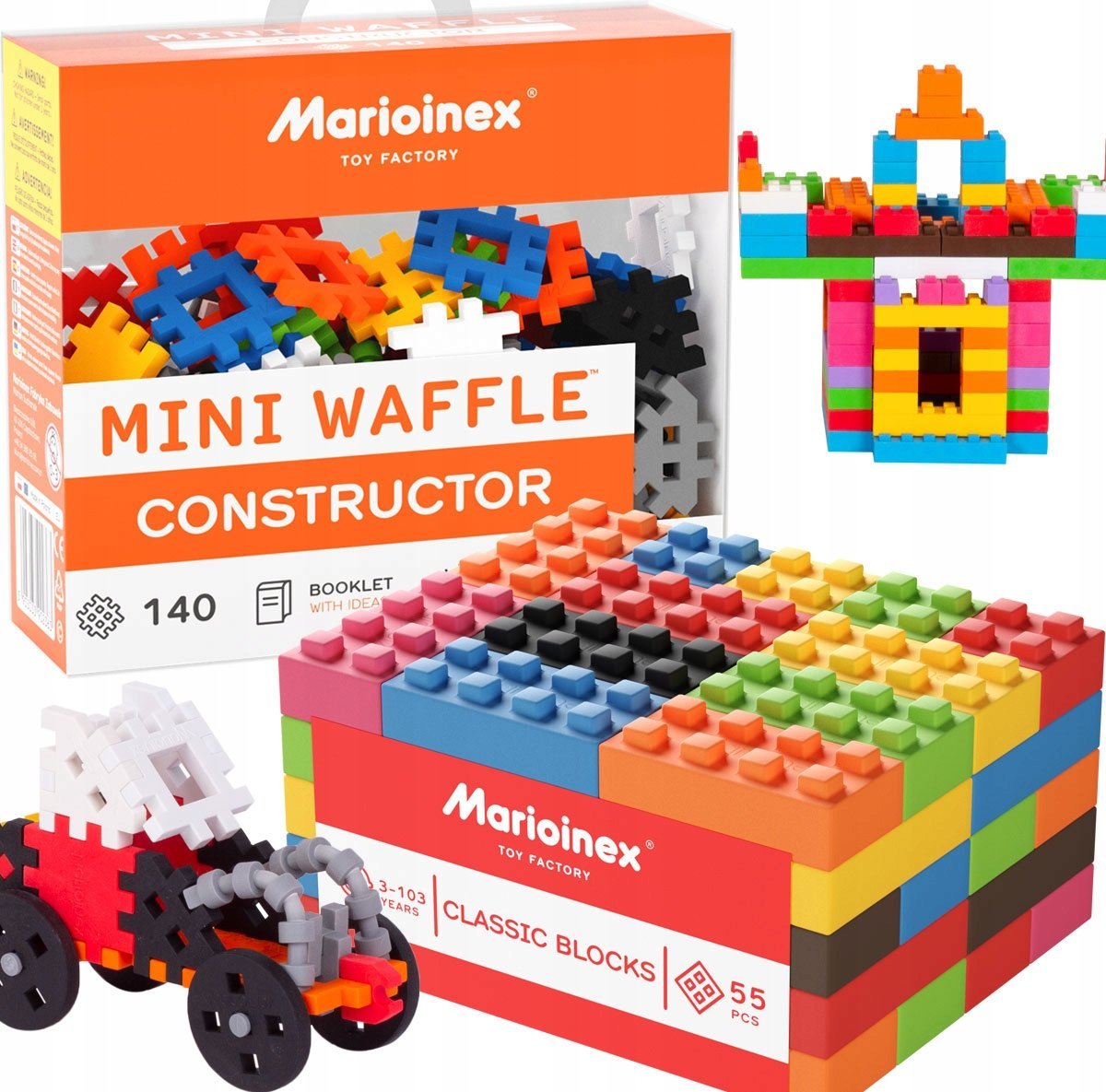 Marioinex Klocki waffle mini + classic 195 el.