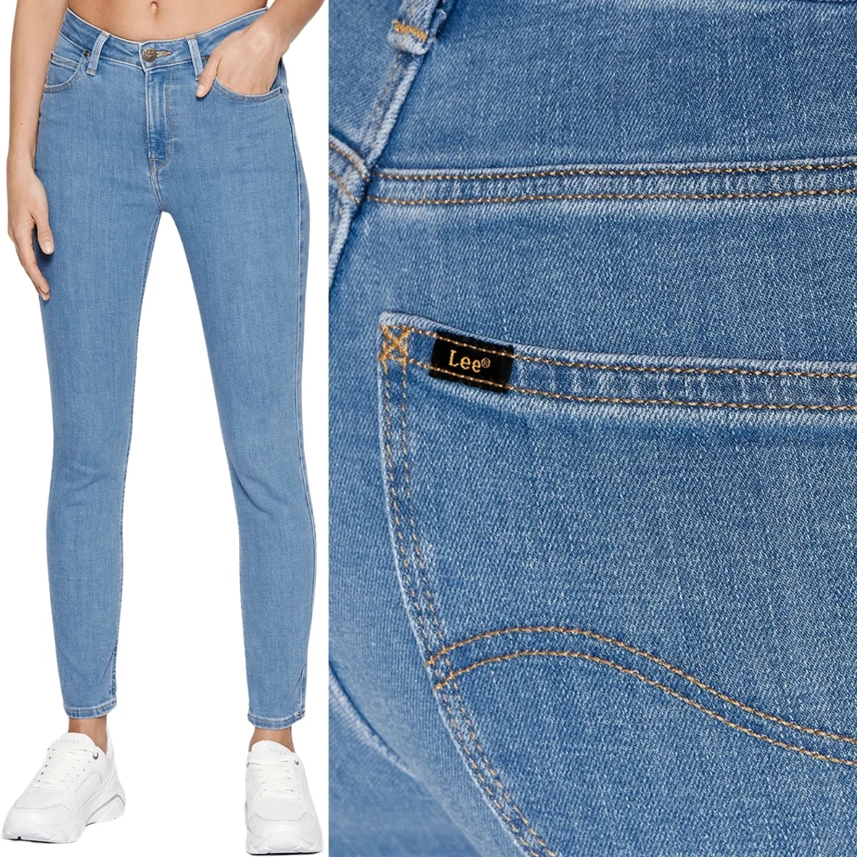 Lee Scarlett High Mid Blue wysokie damskie spodnie jeansowe rurki W24 L31