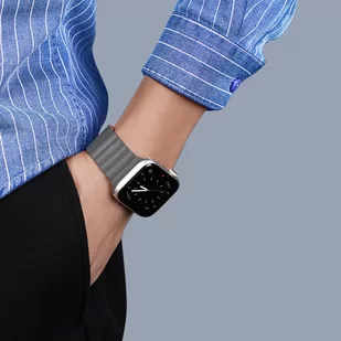 Dux Ducis Magnetic Strap pasek do Watch 7 / 6 / 5 / 4 / 3 / 2 / SE (41 / 40 / 38mm) magnetyczna opaska szaro-pomarańczowy (Chain Version) - Etui i futerały do telefonów - miniaturka - grafika 7