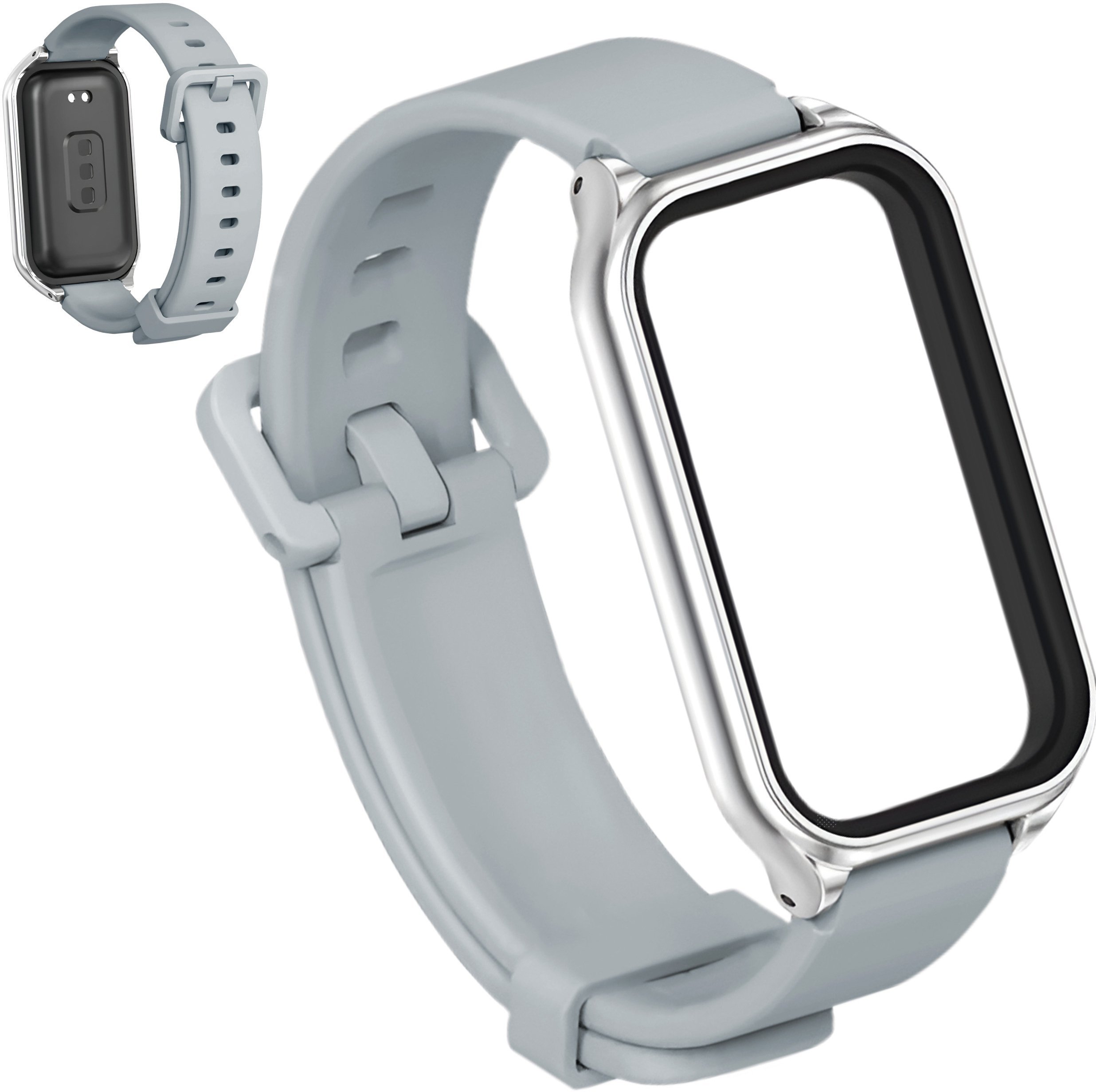 ChronSmarta Pasek z ramką ChronSmarta do Xiaomi Mi Band 8 Active / Redmi Smart Band 2 Szary