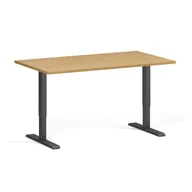 Biurka - Stół z regulacją wysokości, 1 silnik, 745 - 1235 mm, blat 1400 x 800 mm, podstawa czarna, buk - miniaturka - grafika 1