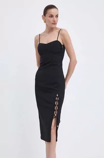 Sukienki - Patrizia Pepe sukienka kolor czarny midi dopasowana 2A2719 A425 - grafika 1
